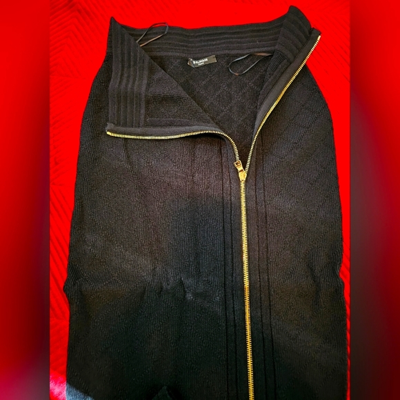 Balmain Woman Black Textured Monogram Knit Midi Skirt Size 36 (US 4-6) - Picture 7 of 12